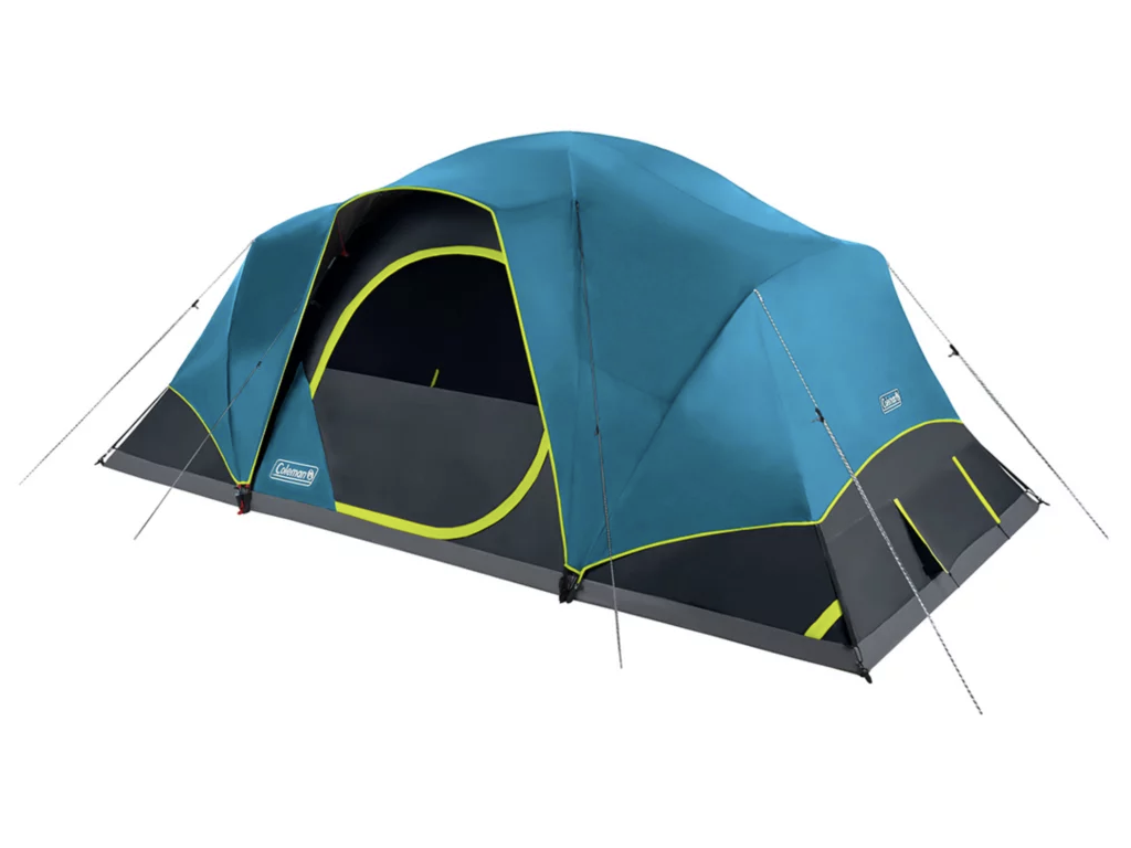 Blue opened tent